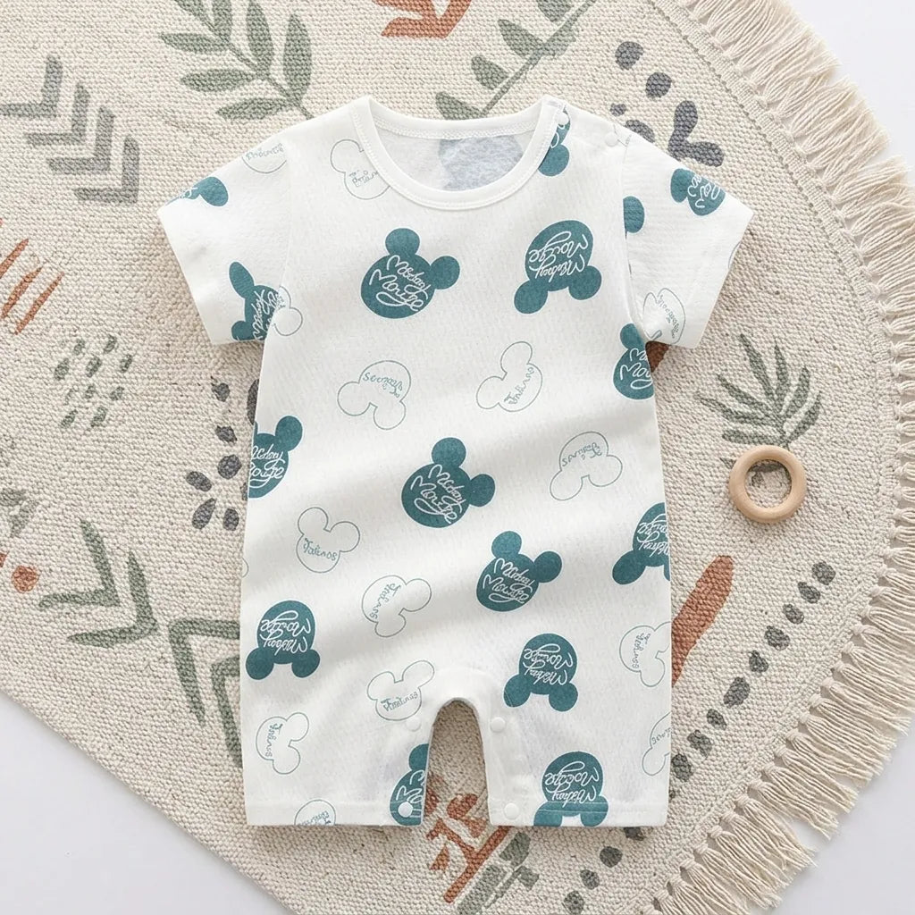 PureOnSkin Unisex Newborn Pure Cotton Summer Romper Pajamas Friction-Free Short Sleeve Sleepsuit