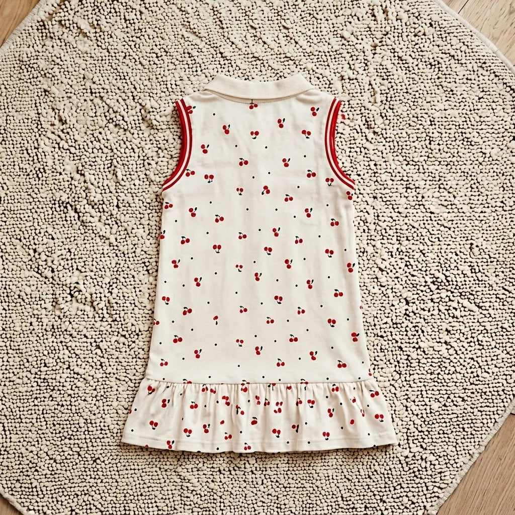 PureOnSkin Children's Cherry Print Sleeveless Polo Dress