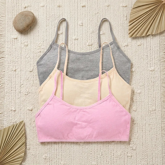 Premium 100% Cotton Training Bra 3-Piece Set