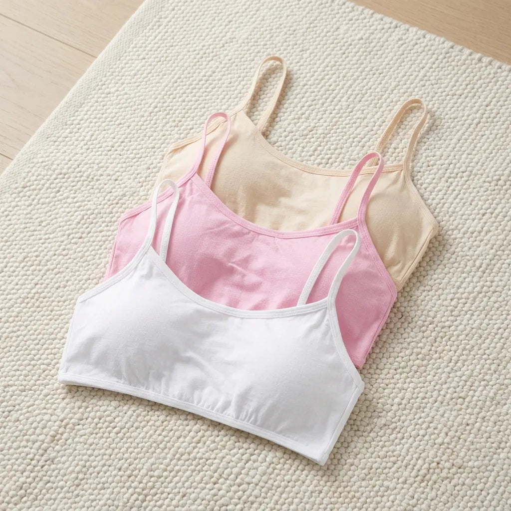 PureOnSkin Girls Premium 100% Cotton Training Bra 3-Piece Hypoallergenic Comfort Set