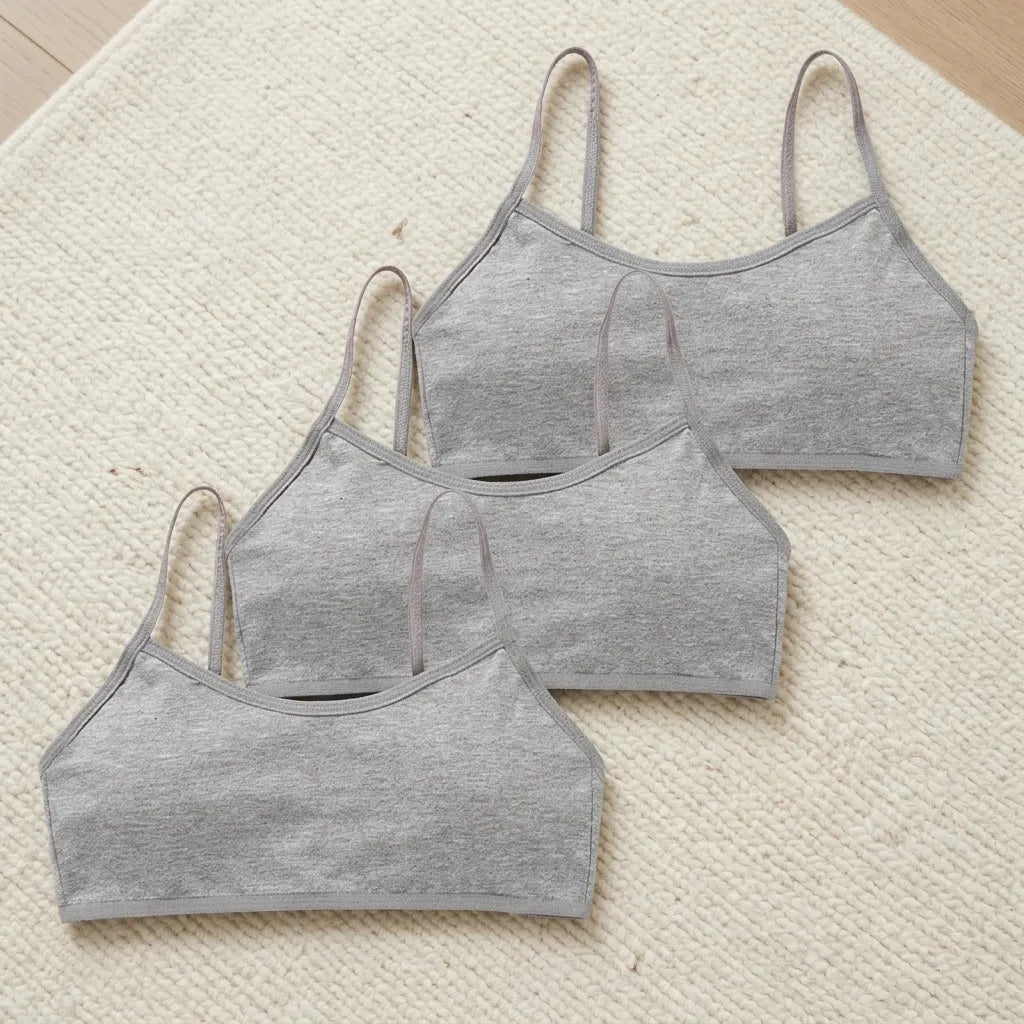 PureOnSkin Girls Premium 100% Cotton Training Bra 3-Piece Hypoallergenic Comfort Set