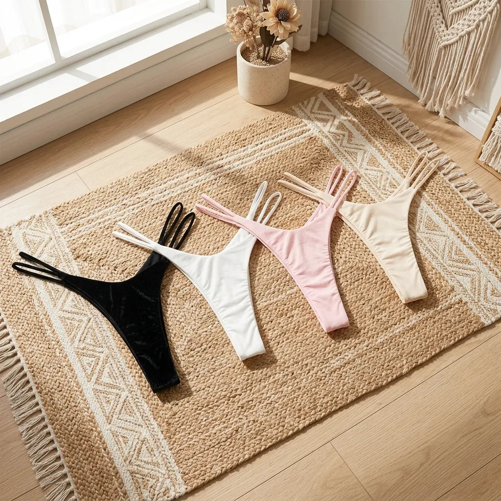 PureOnSkin Women's Premium 100% Cotton High-Cut G-String Thong 1 Piece Hypoallergenic Comfort Set