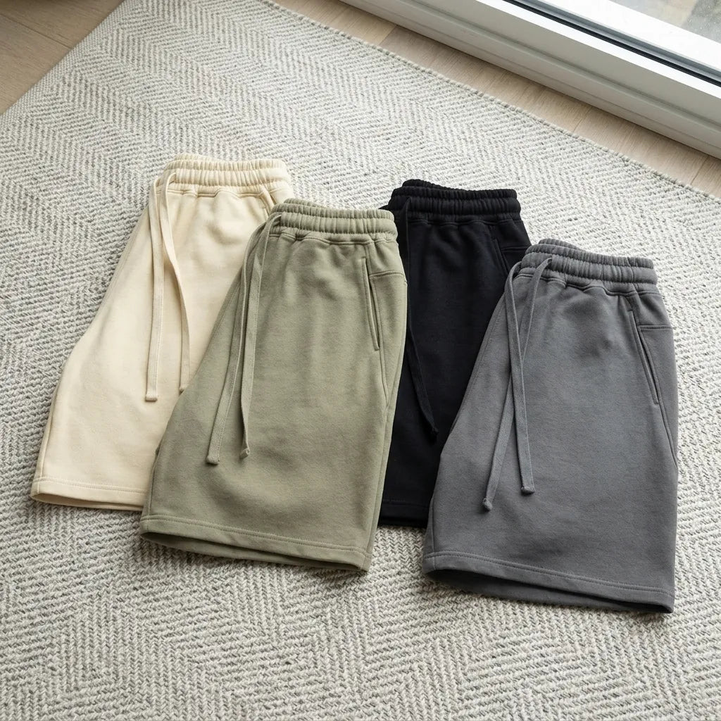 PureOnSkin Men's Casual 100% Cotton Drawstring Shorts Low-Friction Breathable Sweat Shorts