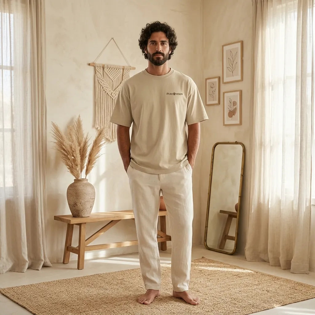 PureOnSkin Non-Irritating Premium Oversized Faded Cotton T-Shirt for Sensitive Skin & Eczema Comfort