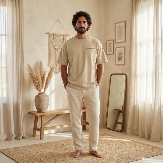 PureOnSkin Non-Irritating Premium Oversized Faded Cotton T-Shirt for Sensitive Skin & Eczema Comfort
