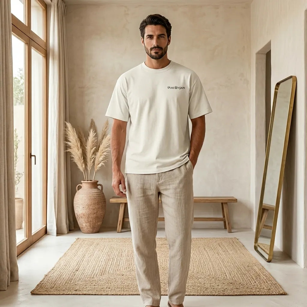 PureOnSkin Non-Irritating Premium Oversized Faded Cotton T-Shirt for Sensitive Skin & Eczema Comfort