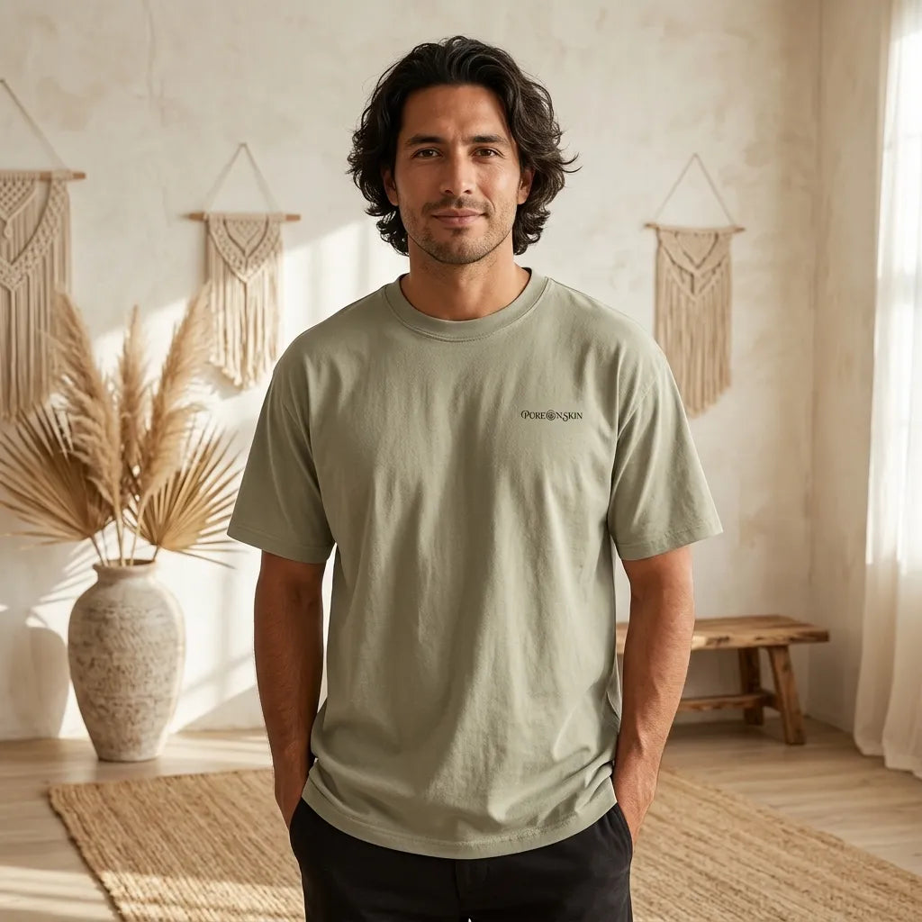 PureOnSkin Non-Irritating Premium Oversized Faded Cotton T-Shirt for Sensitive Skin & Eczema Comfort