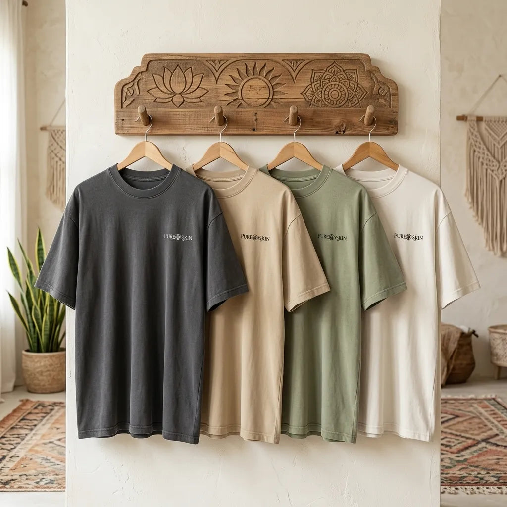 PureOnSkin Non-Irritating Premium Oversized Faded Cotton T-Shirt for Sensitive Skin & Eczema Comfort