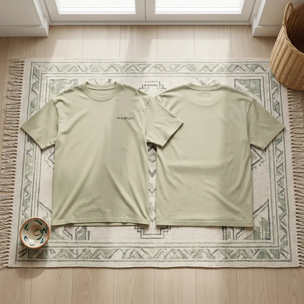 PureOnSkin Non-Irritating Premium Oversized Faded Cotton T-Shirt for Sensitive Skin & Eczema Comfort