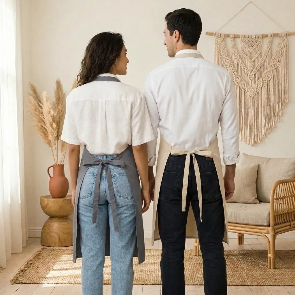 PureOnSkin Adjustable Organic Cotton Kitchen Apron - Hypoallergenic Frictional Protection
