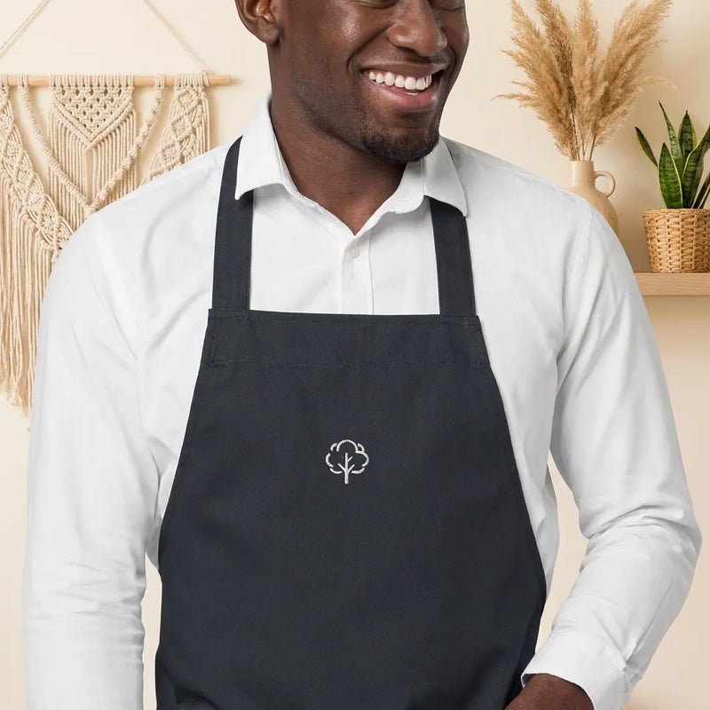 PureOnSkin Adjustable Organic Cotton Kitchen Apron - Hypoallergenic Frictional Protection – Navy