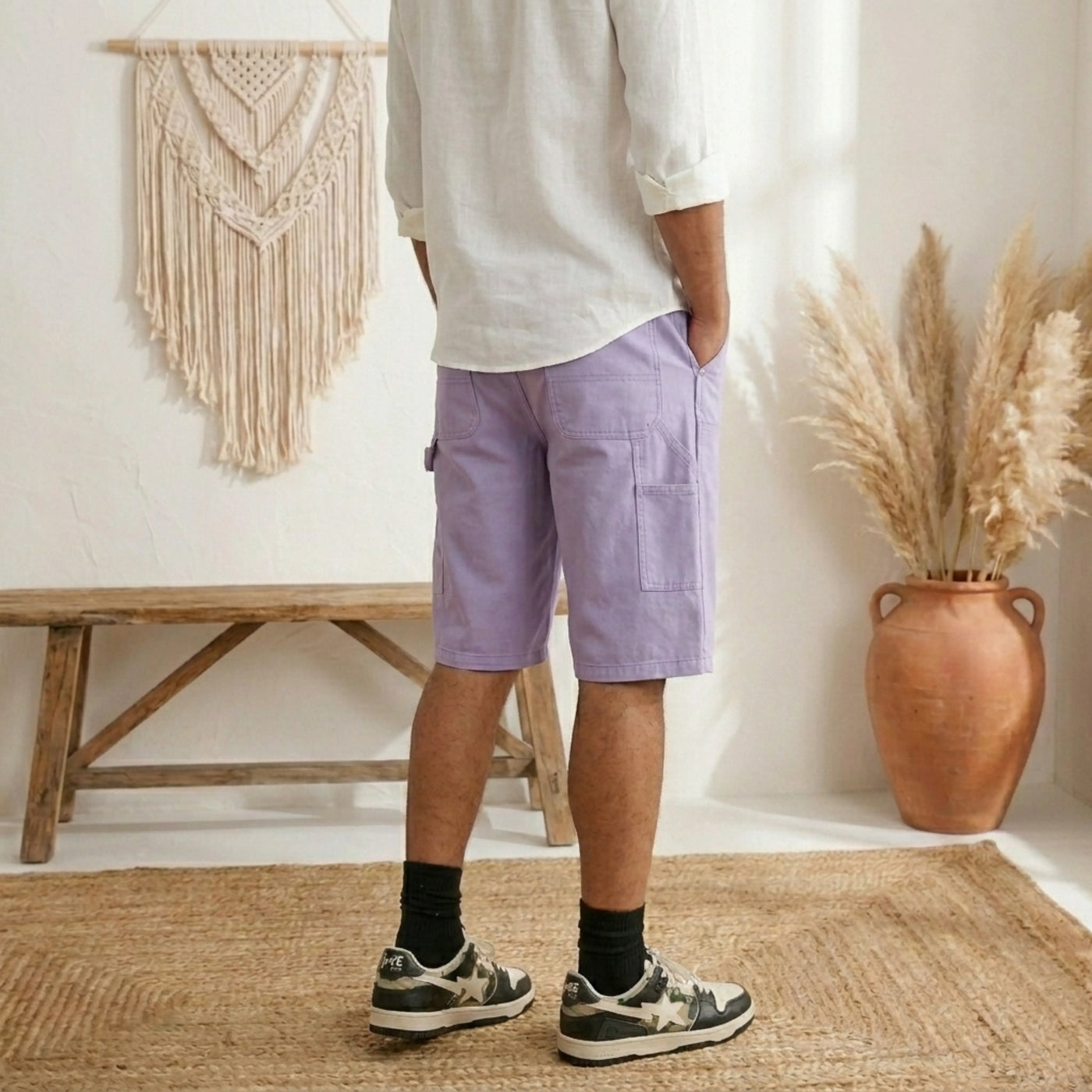 PureOnSkin Men's Casual Loose Fit Cotton Shorts - Breathable Drawstring Loungewear