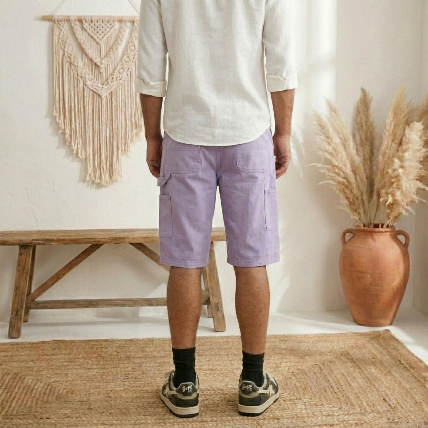 PureOnSkin Men's Casual Loose Fit Cotton Shorts - Breathable Drawstring Loungewear