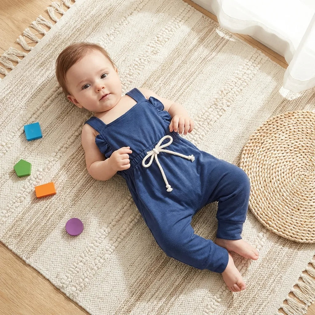 PureOnSkin Classic Striped Pure Cotton Sleeveless Baby Jumpsuit