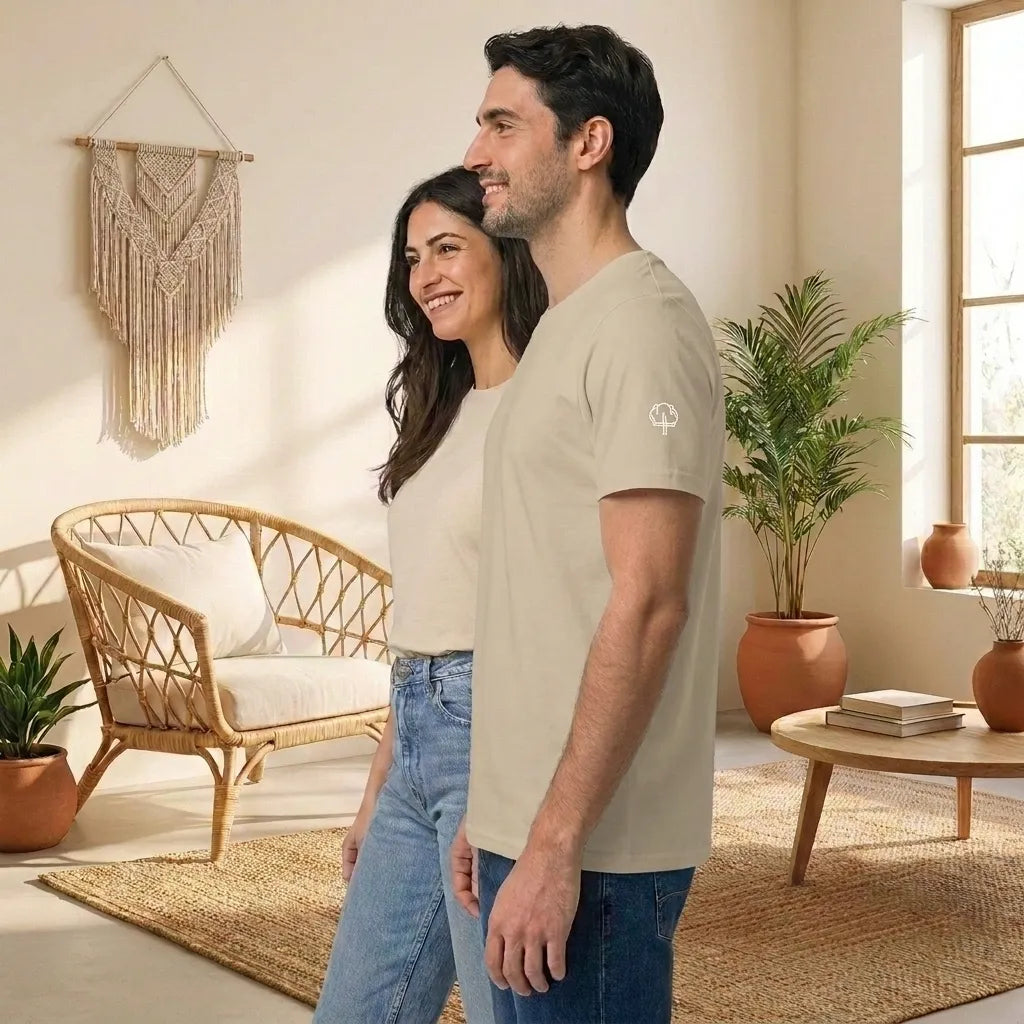 PureOnSkin Unisex Premium Organic Mid-Light Cotton T-Shirt - Hypoallergenic Regular Fit