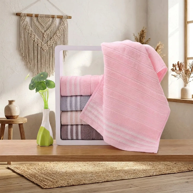 PureOnSkin Premium 100% Cotton Face Cloths & Bath Towels – Pink