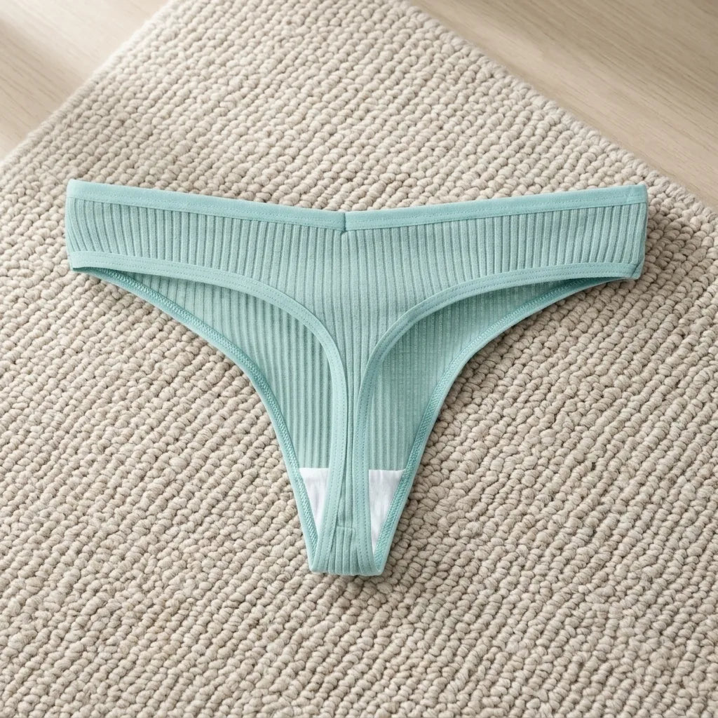 PureOnSkin Women's Premium 100% Cotton Low-Rise Thongs 5-Piece Hypoallergenic Comfort Set