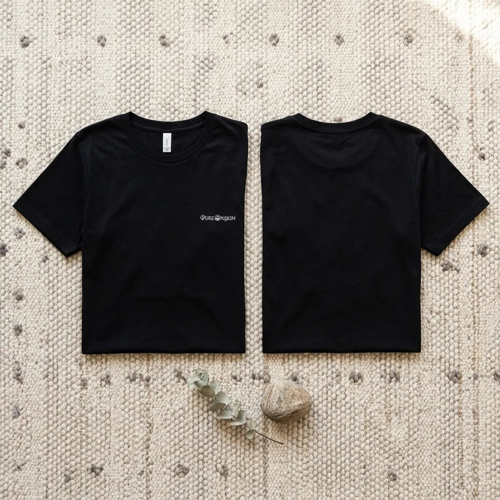 PureOnSkin Friction-Free Women’s Organic Ribbed Neck Cotton T-Shirt for Sensitive Skin & Eczema Comfort