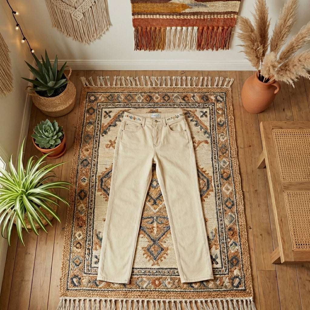 Women's Retro Straight Jeans | 100% Cotton Apricot Denim