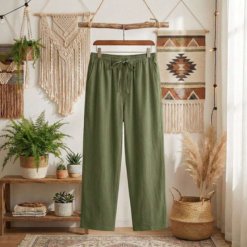 Casual Men Linen Trousers | Lightweight & Breathable – Green