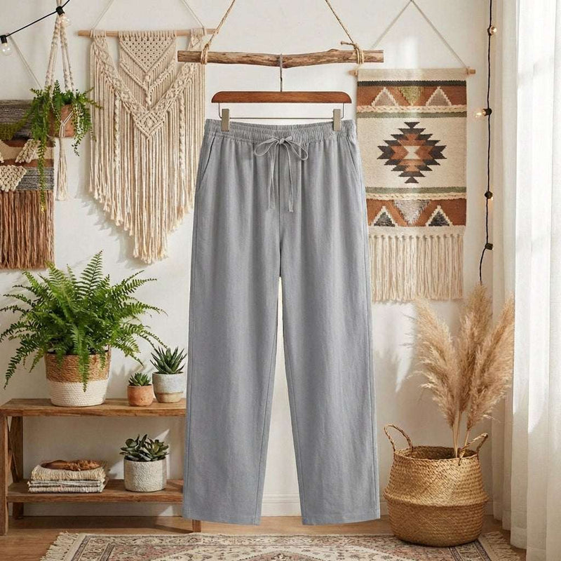 Casual Men Linen Trousers | Lightweight & Breathable – Gray