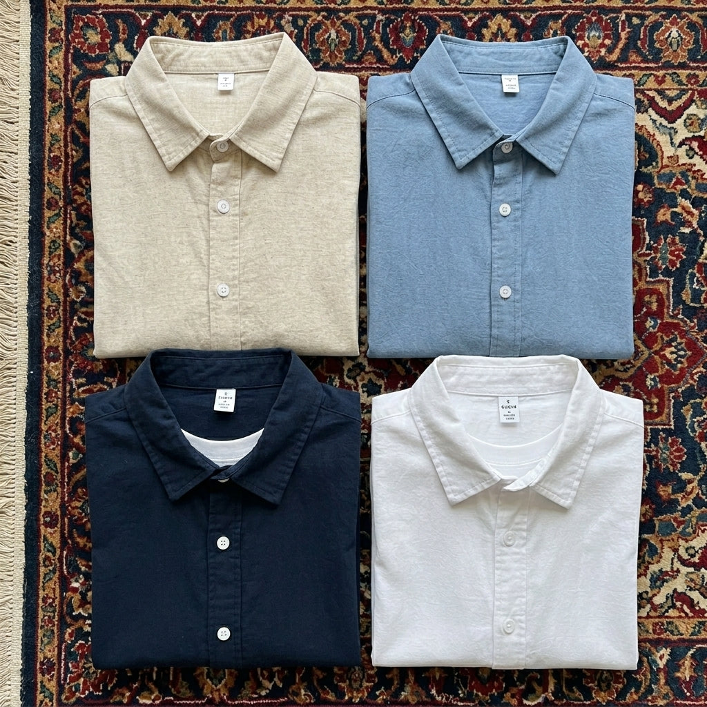 Men’s Plus Size Cotton-Flax Shirt Men’s Plus Size Cotton-Linen Button Up