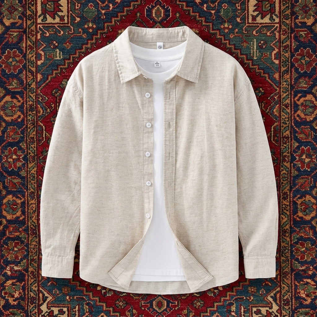 Men’s Plus Size Cotton-Flax Shirt Men’s Plus Size Cotton-Linen Button Up