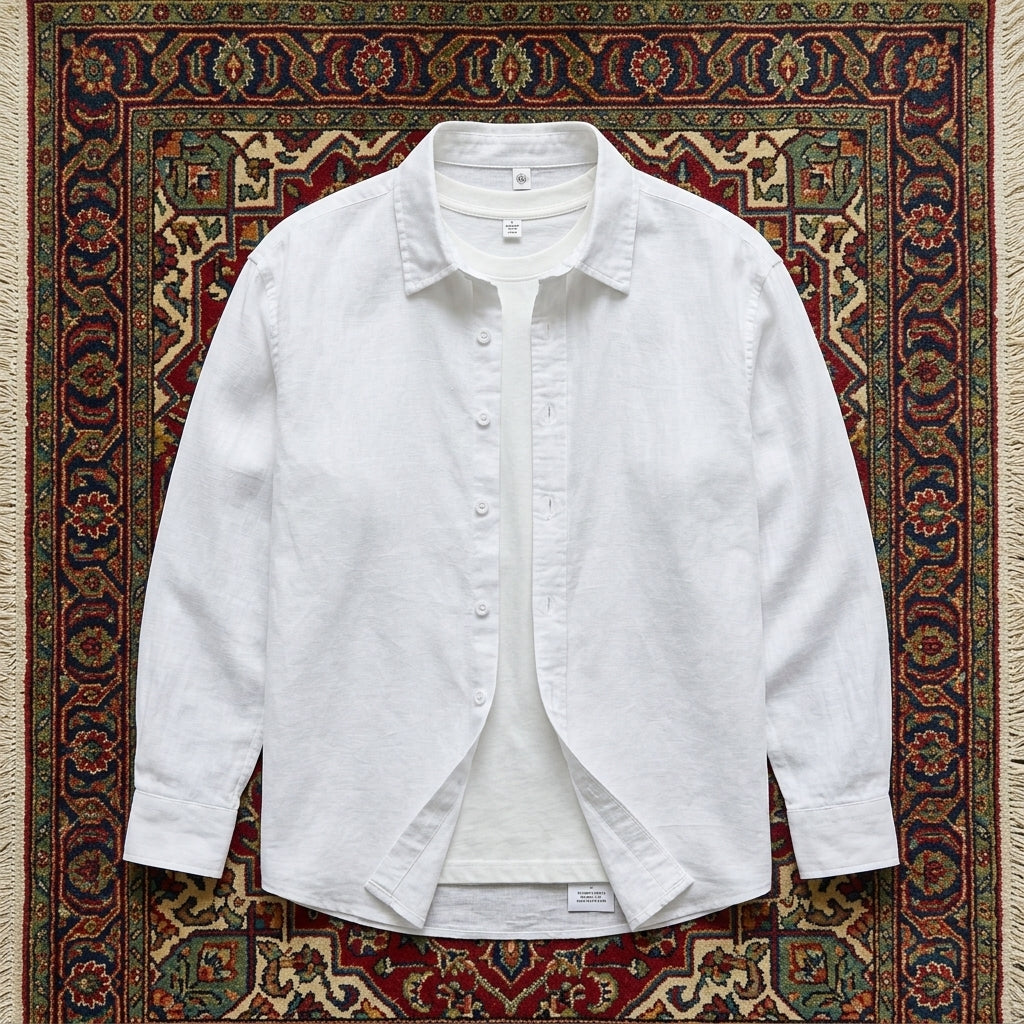 Men’s Plus Size Cotton-Flax Shirt Men’s Plus Size Cotton-Linen Button Up