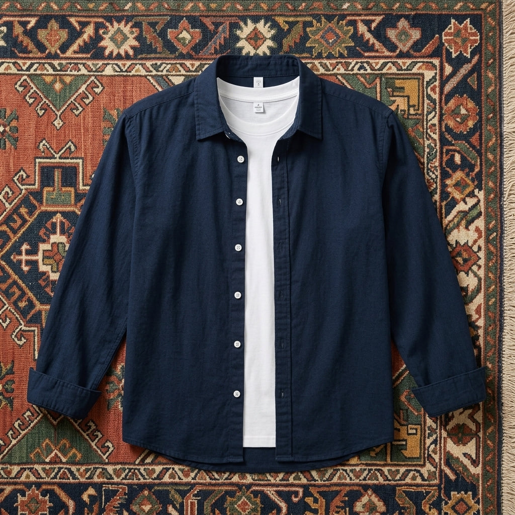 Men’s Plus Size Cotton-Flax Shirt Men’s Plus Size Cotton-Linen Button Up