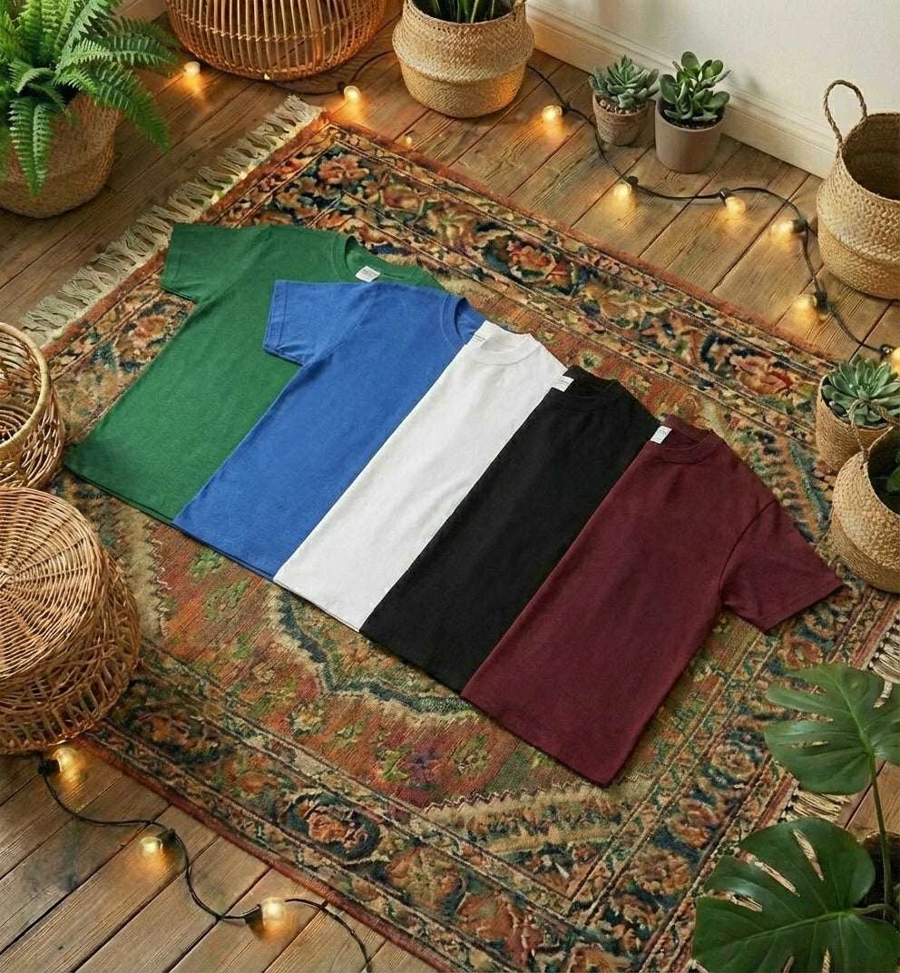 PureOnSkin Men's Loose Solid Color Cotton T-Shirt