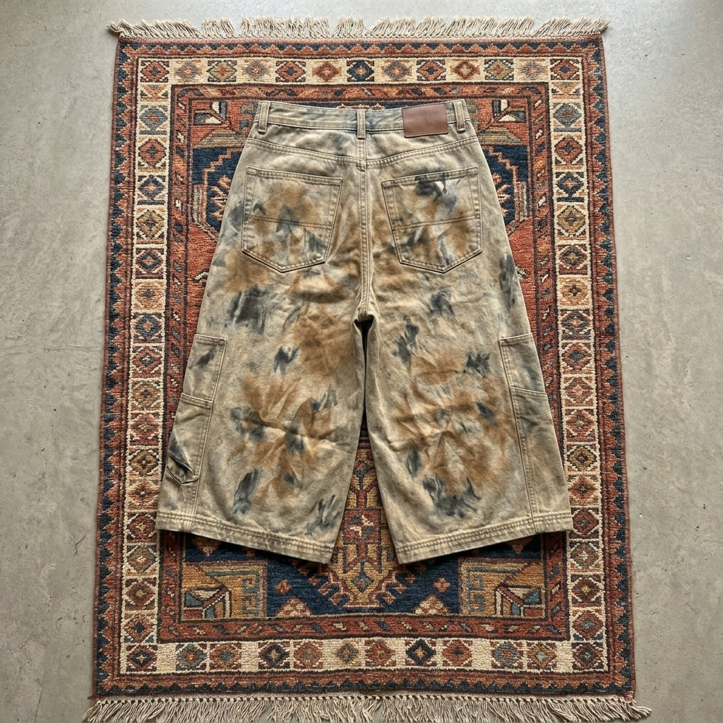 Men’s Plus Size Vintage Wash Wide-Leg Denim Shorts