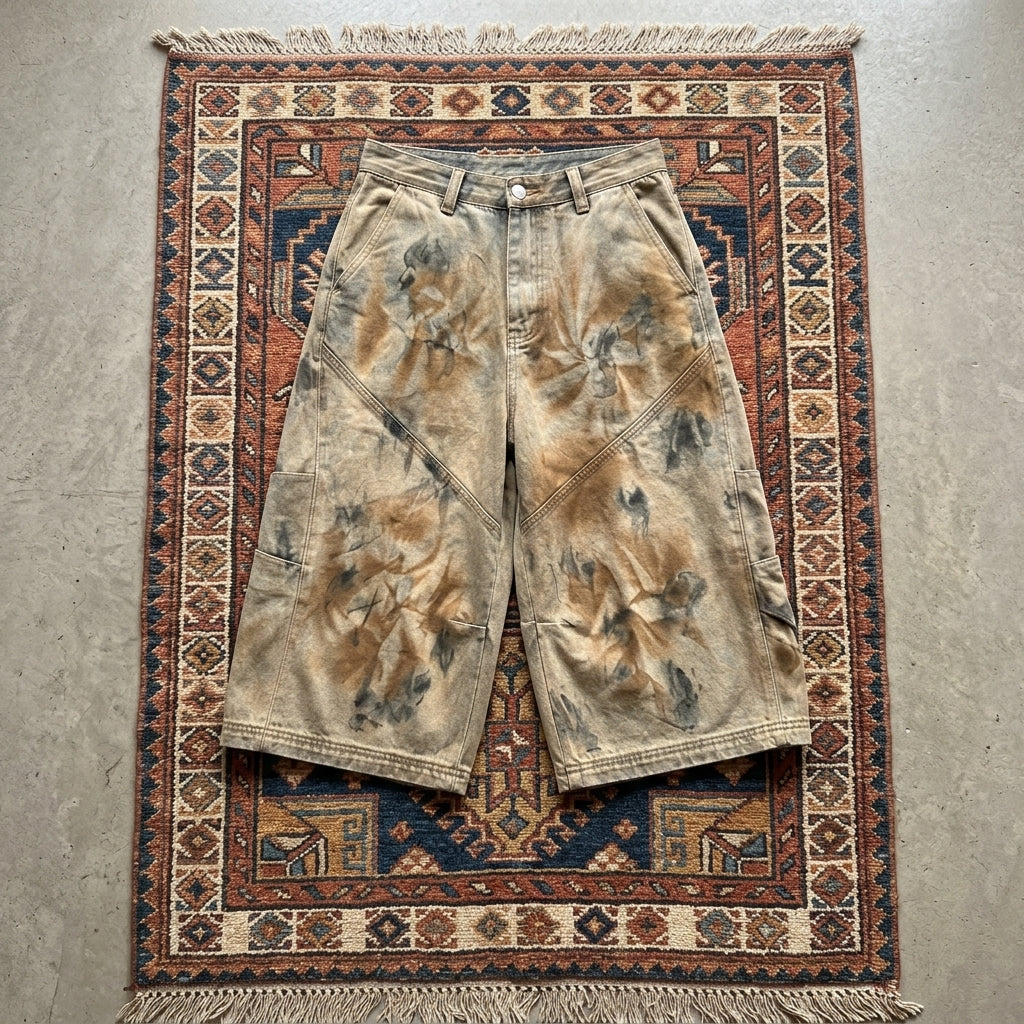 Men’s Plus Size Vintage Wash Wide-Leg Denim Shorts