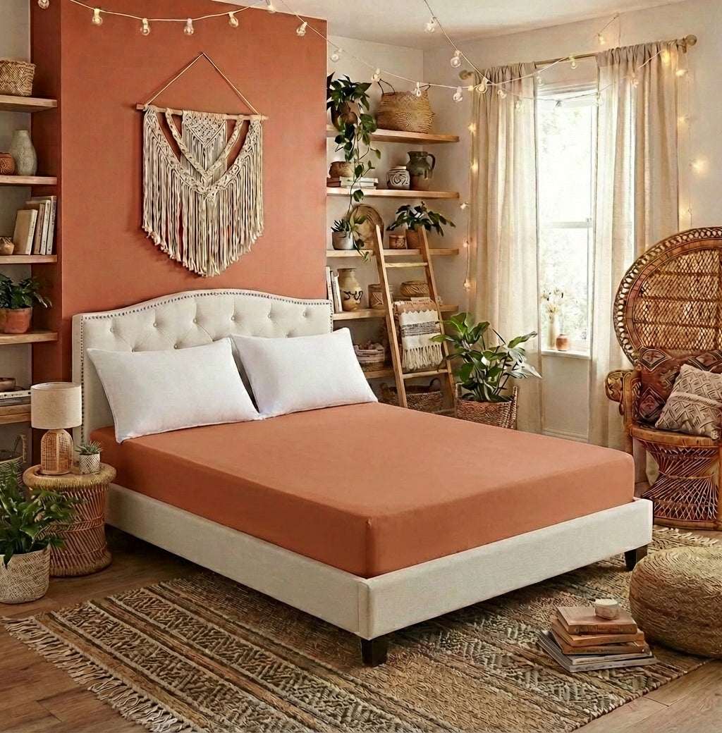 Solid Color Ice Silk Fitted Sheet | Summer Cooling Bedding