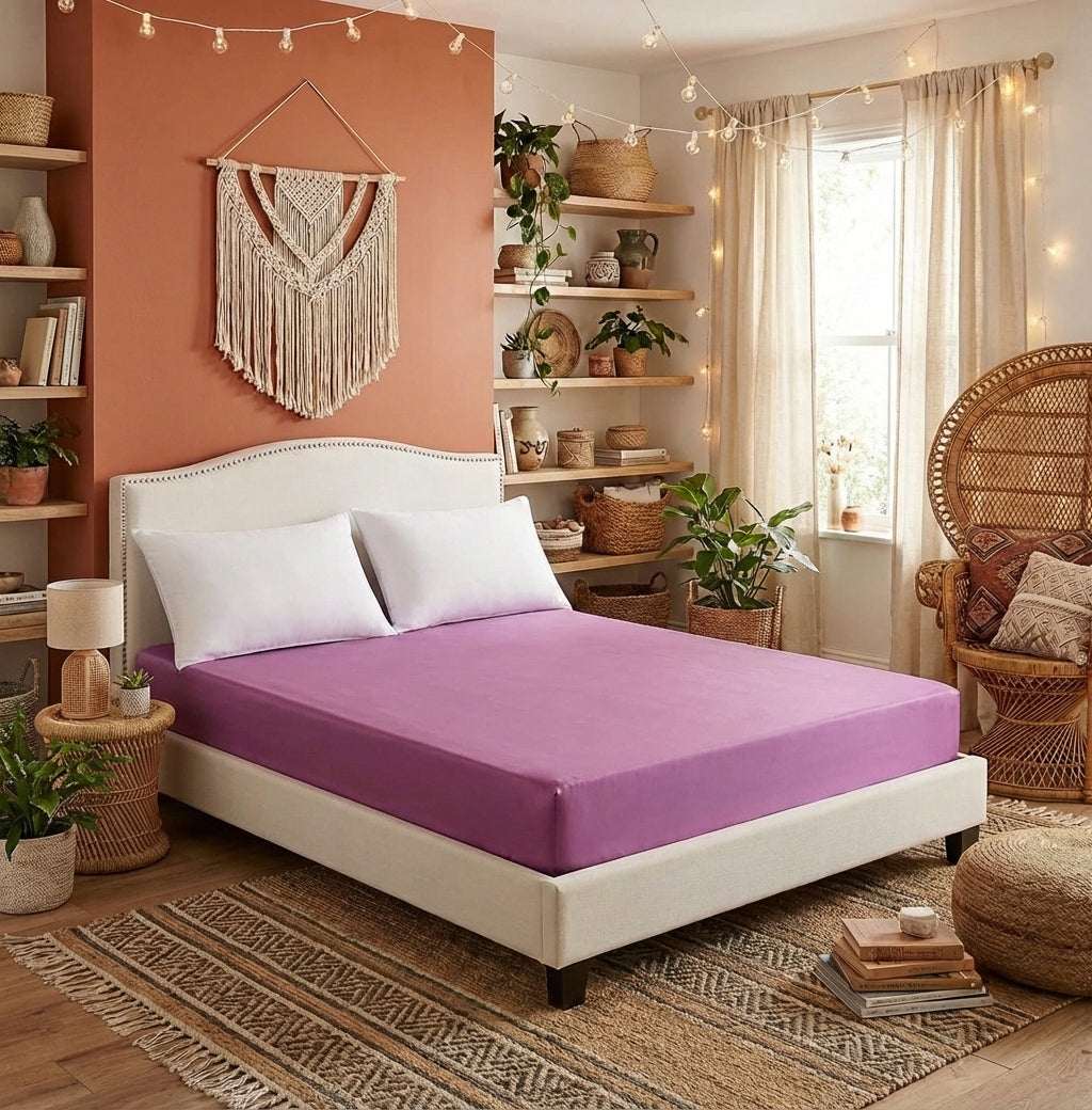 Solid Color Ice Silk Fitted Sheet | Summer Cooling Bedding