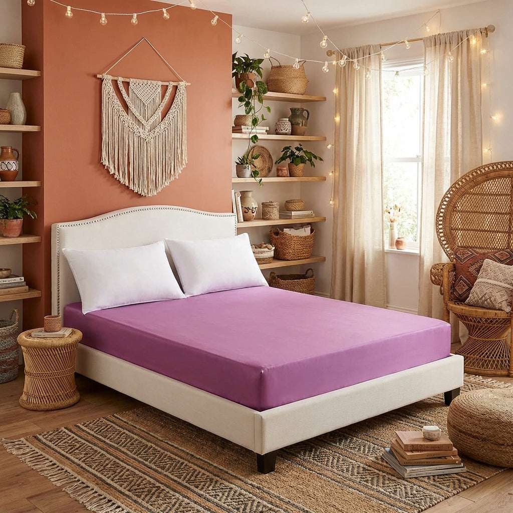 Solid Color Ice Silk Fitted Sheet | Summer Cooling Bedding