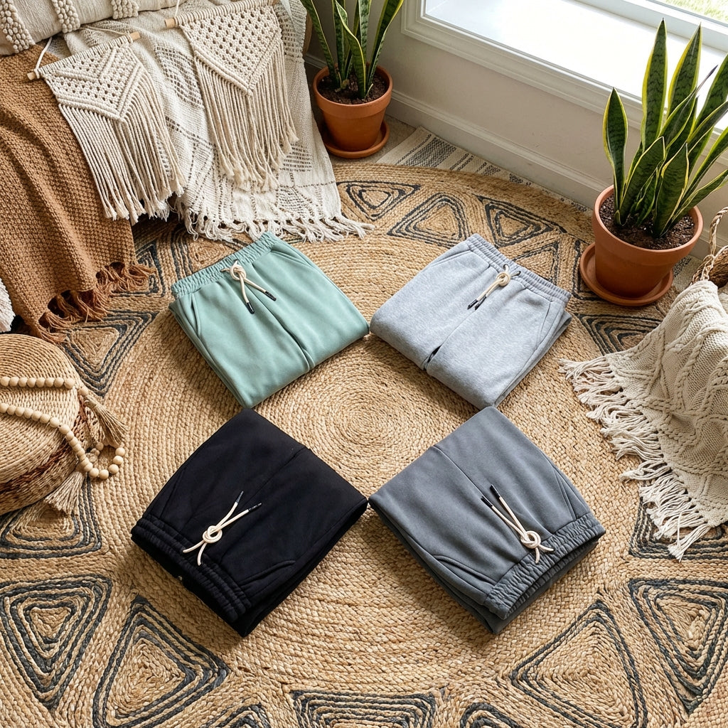 Unisex oversized tracksuit cotton fleece, featuring a drop-shoulder hoodie and matching wide-leg joggers with a thick, premium texture.