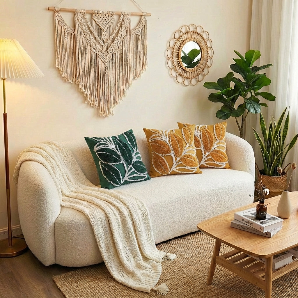 Bohemian Chic Tufted Pillow: Minimalist Textured Home Accent