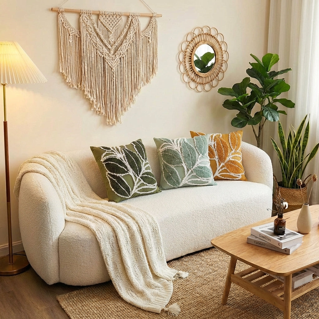 Bohemian Chic Tufted Pillow: Minimalist Textured Home Accent