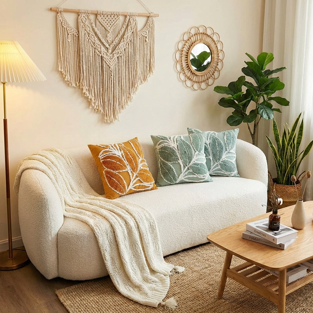 Bohemian Chic Tufted Pillow: Minimalist Textured Home Accent