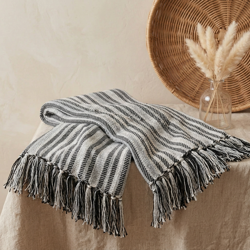 Stella 100% Cotton Knitted Throw Rug Sky Multi