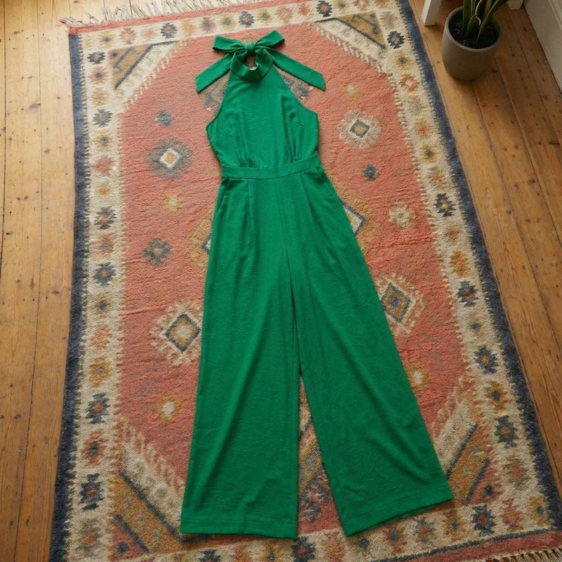 PureOnSkin Friction-Free Cutout Sleeveless Wide Leg Jumpsuit for Sensitive Skin & Eczema Comfort – Green