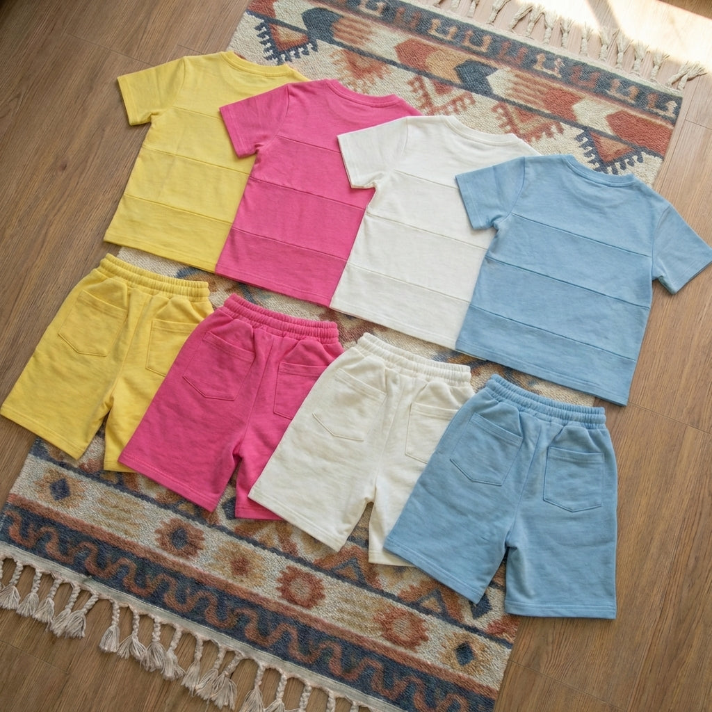 100% Cotton Woman Round Neck Top & Shorts Set