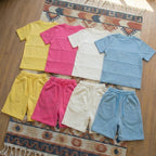 100% Cotton Woman Round Neck Top & Shorts Set