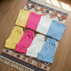 100% Cotton Woman Round Neck Top & Shorts Set