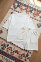 100% Cotton Woman Round Neck Top & Shorts Set