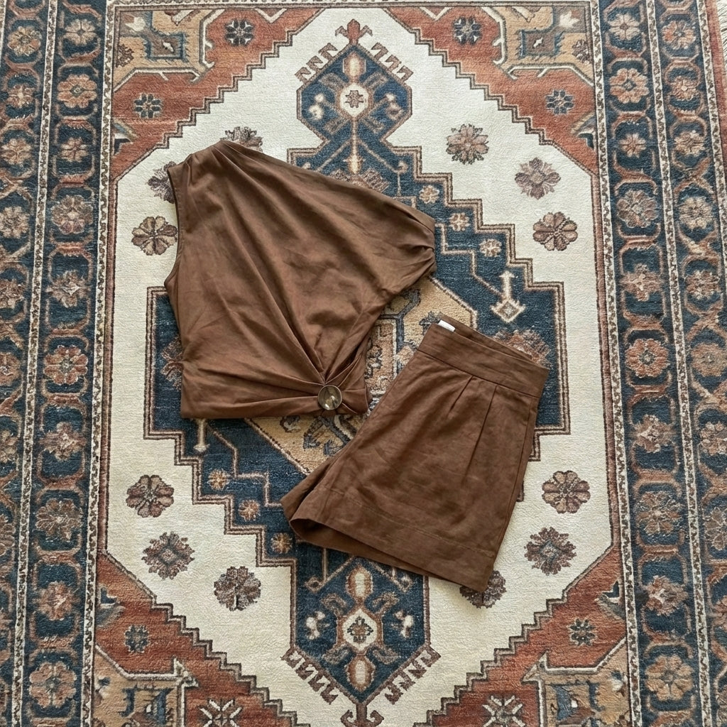 Pure Cotton One-Shoulder Lounge Set for Sensitive Skin