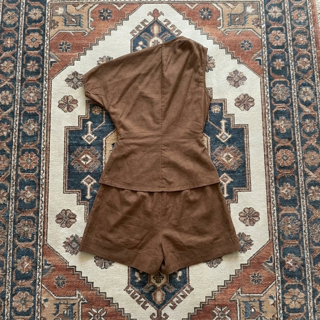 Pure Cotton One-Shoulder Lounge Set for Sensitive Skin