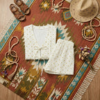 Floral Print 100% Cotton Tie-Front Top & Shorts Set