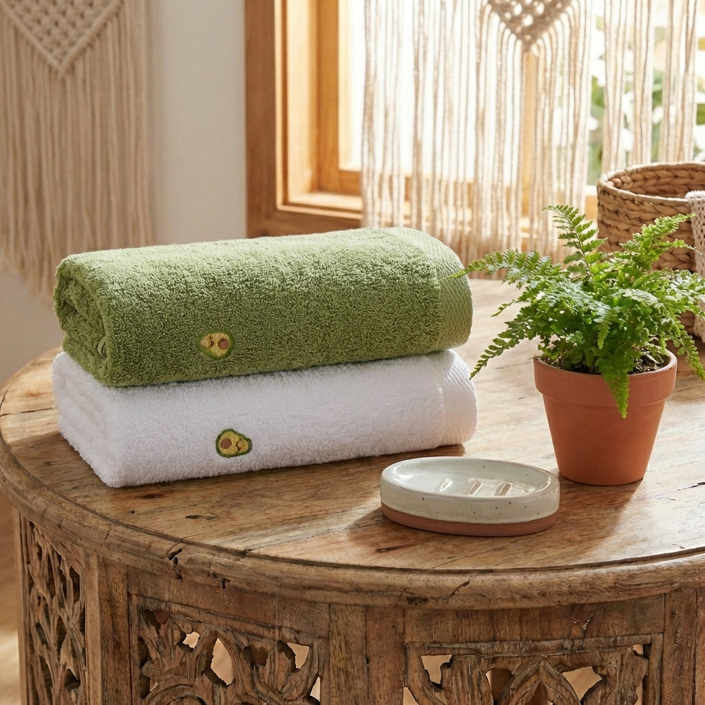 A plush, high-absorbency bath towel made of 100% pure cotton, featuring a classic ribbed border design and soft terry cloth texture.