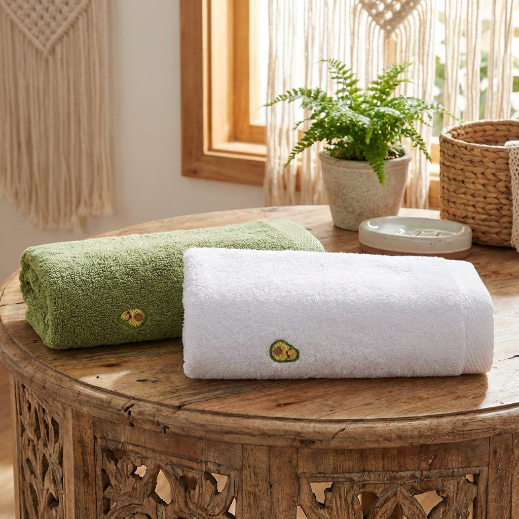 A plush, high-absorbency bath towel made of 100% pure cotton, featuring a classic ribbed border design and soft terry cloth texture.
